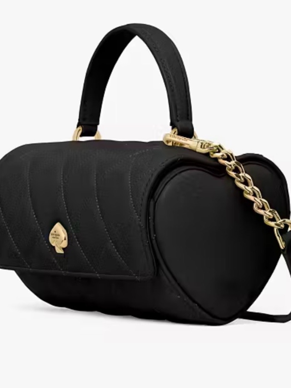 kate spade Heart Barrel Quilted Crossbody Black with Gold Hardware NWT